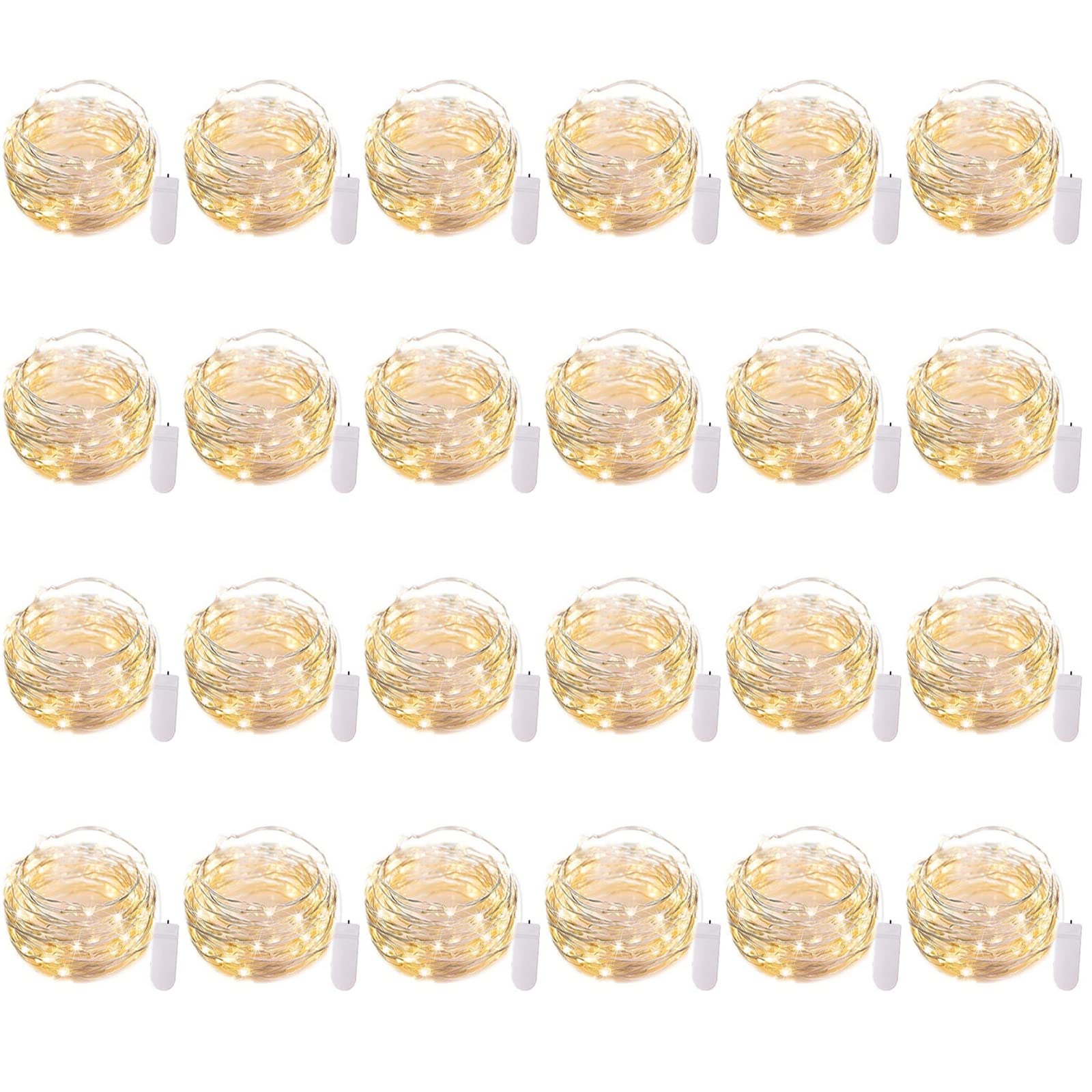 Brightown 12 Pack LED Fairy Lights Battery Operated String Lights - 7ft 20LED Waterproof Silver Wire Firefly Starry Moon Lights for DIY Crafts Wedding Table Centerpieces Party Bedroom Christmas